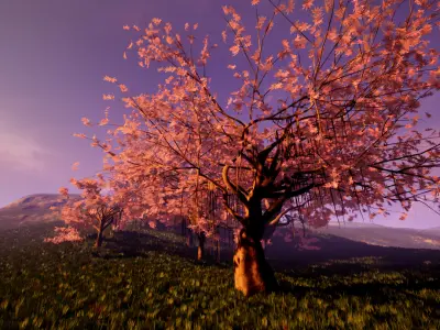 Unreal Engine resources Cherry blossom tree group 3D model