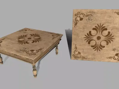 Table wooden Low-poly 3D model
