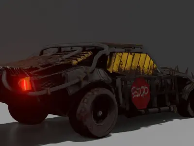 Chevrolet Camaro 1969 Post apocalypse edition Low-poly 3D model