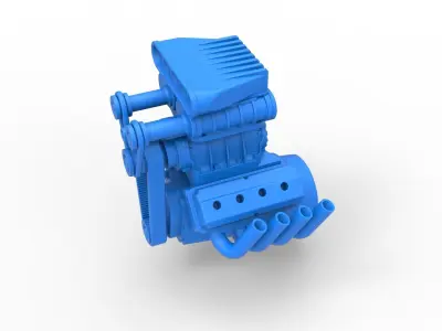 Engine V8 with triple supercharger Version 2 Scale 1 to 25 3D print model