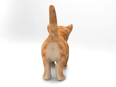 Red Cute cartoon Cat Rigged Low-poly 3D model