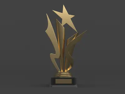 Gold Trophy Cups 3D model 18