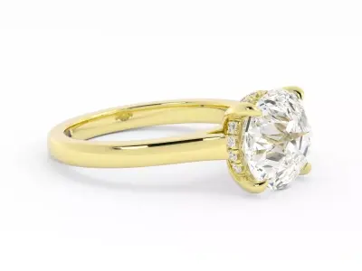 Chunky Band Round Diamond Solitaire With Hidden Halo 3DM 3D print model