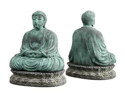 Buddha japanese statue Low-poly 3D model
