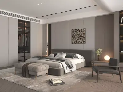 Modern Bedroom Scene 47 3D model