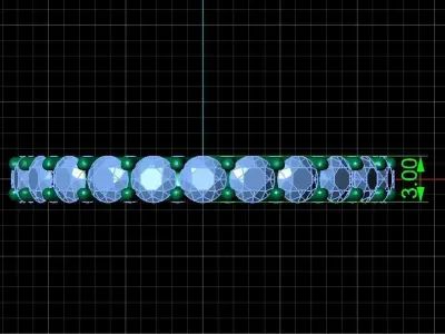 U Shaped Eternity Ring 3mm stone size swiss 19 and EU59 3D print model
