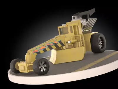 Street Cleaver Grader Low-poly 3D model