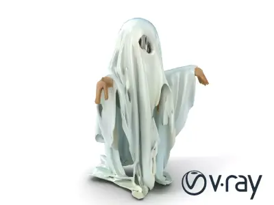 Ghost with Glowing Aura and Tattered Sheet model pack Low-poly 3D model