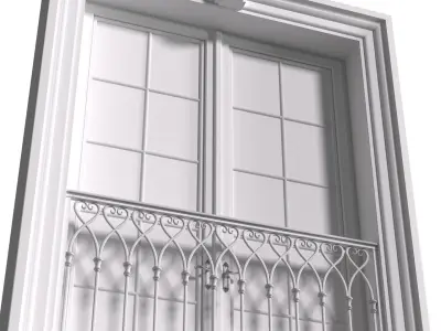 Classic facade window with French balcony 3D model