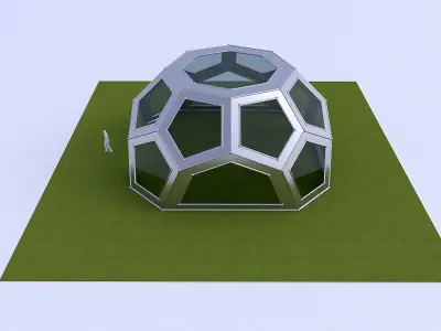 Pentagon Dome with frame and glass  3D model