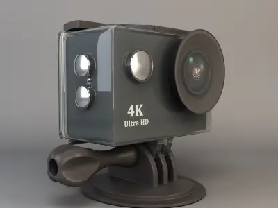 Action camera in a protective box Low-poly 3D model
