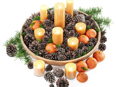 Christmas decorative set for interior decoration 01 3D model