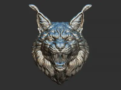 Lynx head angry  3D print model
