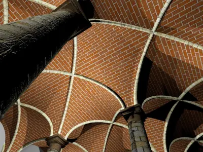 Vaulting 3-1   Romanic   500cm spaced   with thick curbs Low-poly 3D model