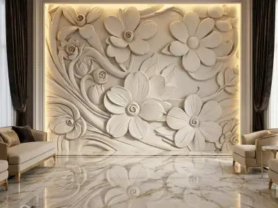 CNC STL Relief Panel Classic Floral Art Carving File 262 3D model
