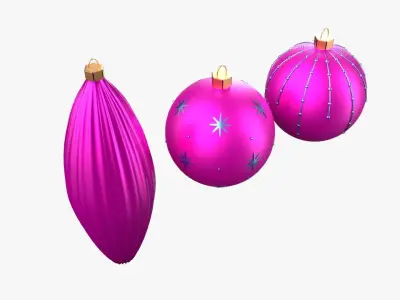 Christmas Tree Ornament Set1 - Pink LightBlue Low-poly 3D model