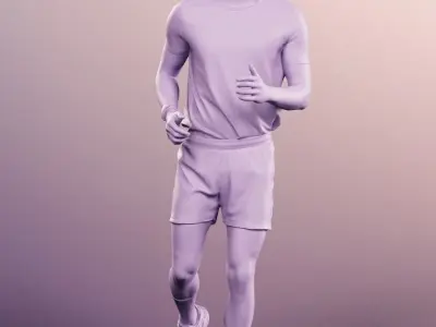 Henrik 12560 - Running Asian Man Low-poly 3D model