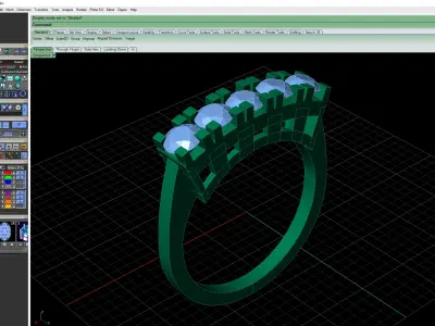 Ring With Five Diamonds Printable File  3D print model