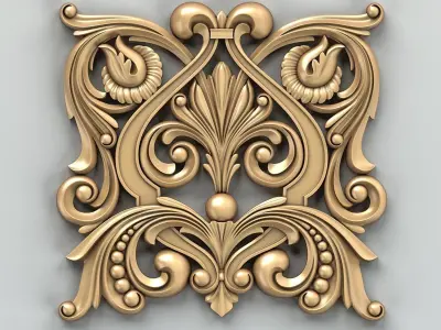 Carved decor central 013 3D model