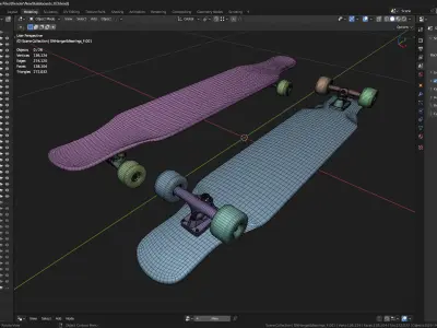 Longboard - Anime Theme Low-poly 3D model