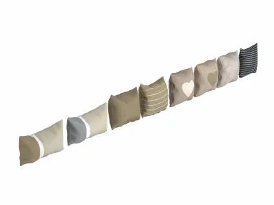 Neutral Linen Pillow Collection 3D model