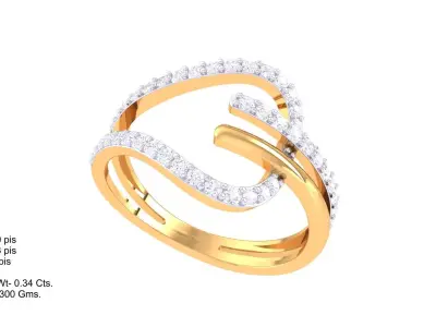 Luxury Crossover S-Curve Diamond Ring CAD File for Casting 3D print model