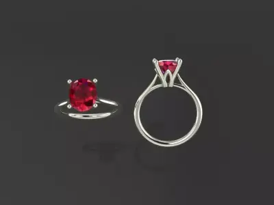 Oval shape solitaire Engagement Ring 3D print model