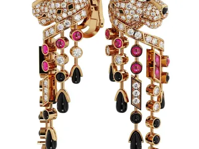 Brand panthere earrings with diamonds 3D print model