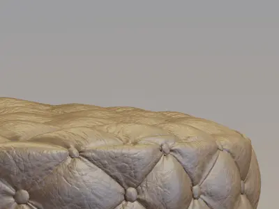 Round tufted ottoman 3D model