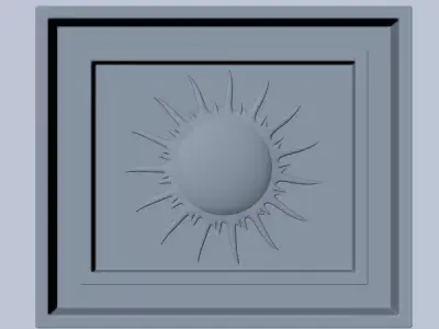 Sunburst Square Wood Detail 3D model