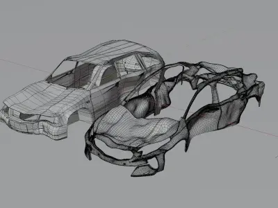 destroyed cars Low-poly 3D model from CGTrader