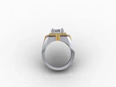 Diamond man ring white and yellow 3D print model