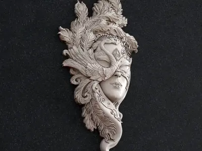 Jewelry pendant mask girl 3D print model