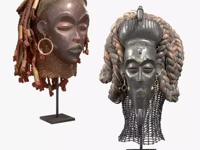 African Chokwe Masks Collection 3D model