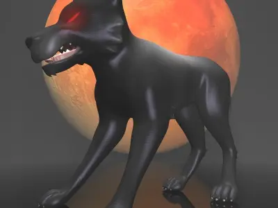Dark Wolf RIGGED Low-poly 3D model