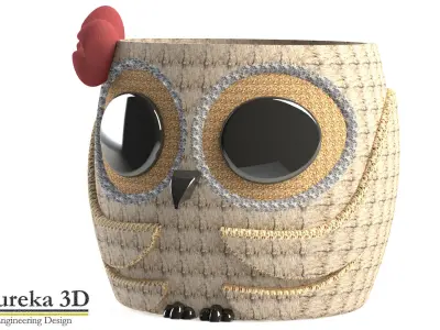 Owl flowerpot 3 3D print model