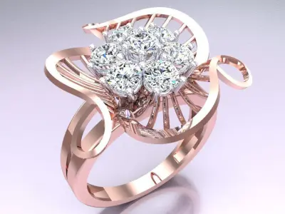  Mesh flower ring - Italian rings - Womens Rings - N6581 3D print model