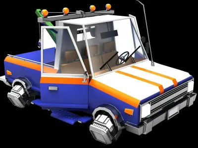 Cartoon Hover Pickup Truck Low-poly 3D model