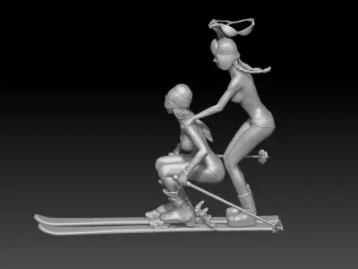 winter ski girl bikini 4 and 5 3D print model