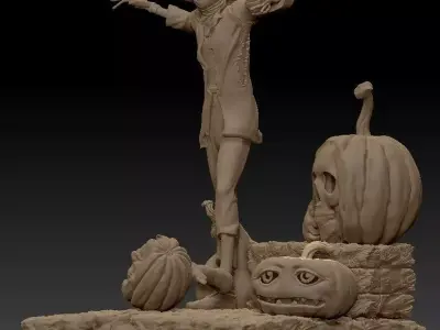 Scarecrow Kicking Pumpkin  3D print model