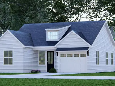 Modern Small American House  3D Exterior Model Home with Garage 3D model