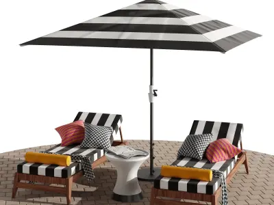 Beach lounge outdoor set 10 3D model