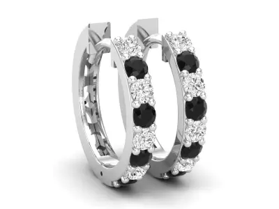 AV 597 Round Diamond Ladies Hoop Earrings 3D print model