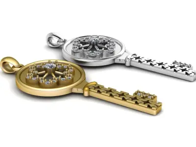 Stylish Diamond Key Pendant 3d Printable Model  3D print model