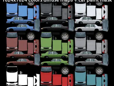 Generic Sedan v5 multicolors Low-poly 3D model