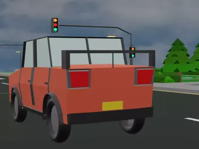 stylized low poly retro sports car Low-poly 3D model