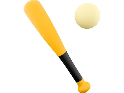 3d baseball bat and ball 3D model