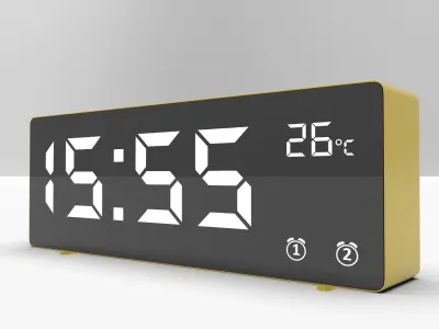 CLOCK YELLOW WHITE Low-poly 3D model
