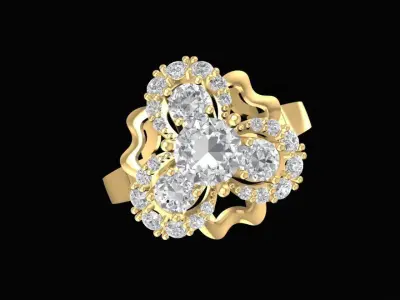 Luxury Heart Shape Diamond Cluster Ring for Women 1475 3D print model