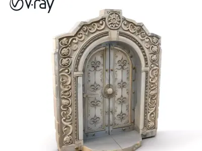 Ornate Medieval Arch Door Model Pack Low-poly 3D model